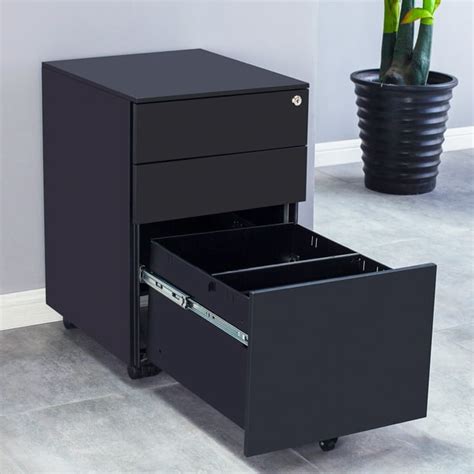 3-Drawer Rolling File Cabinets, Office Lockable Anti-tilt Filing ...