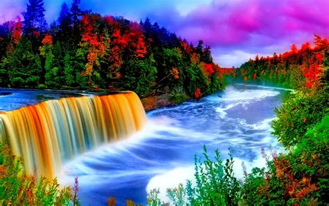 Rainbow Waterfall wallpaper | creative and fantasy | Wallpaper Better