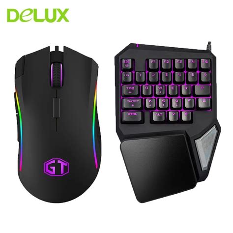 Delux Wired Keyboard And Mouse Combo T9Pro Ergonomic Single Hand Gaming ...