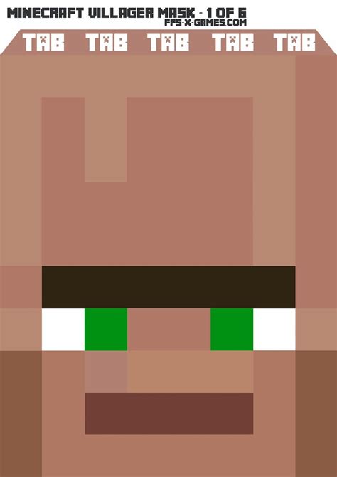 Printable Minecraft Villager Mask ~ FPSXGames | Minecraft, Minecraft party, Minecraft mask