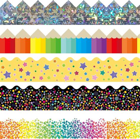 Amazon.com: Bulletin Board Borders Decorations 100 Pieces 100 Feet, Scalloped Border Trim ...