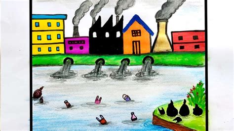 Poster Cartoon Water Pollution Drawing - Alixlaautentica