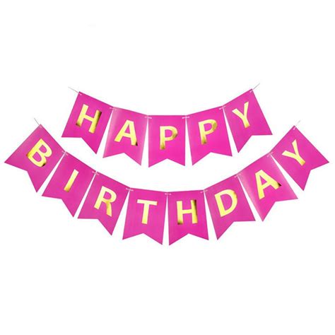 Happy Birthday Banner Pink Birthday Garland Pink Banner | Etsy