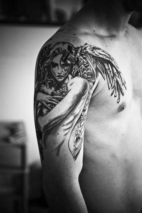 Guardian Angel With Sword Tattoos For Men