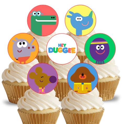 14x EDIBLE Hey Duggee Cupcake Toppers birthday party 4cm wafer paper ...