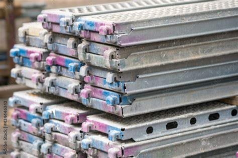 Heap Of Iron Beams On Construction Site Stock Photo | Adobe Stock