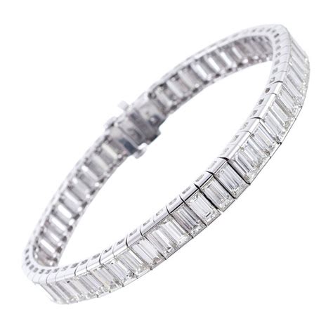 Baguette Diamond Platinum Line Bracelet at 1stdibs