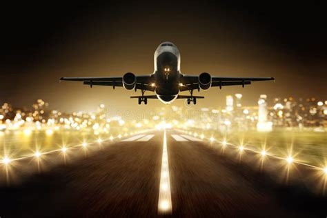 Plane during take off stock photo. Image of lights, light - 168624070