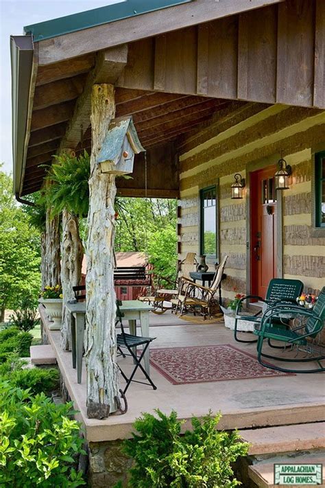 cabin porch | Rustic porch, Log cabin rustic, Cabins and cottages