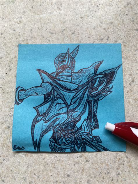 Co-worker drew Empyrean Jhin on post-it note with a pen : r/JhinMains