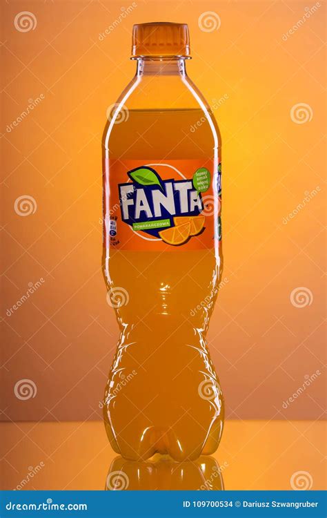 Bottle Of Fanta Drink On Gradient Background. Editorial Stock Image ...