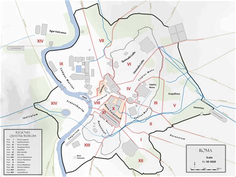 Map of Ancient Rome with the the city monuments