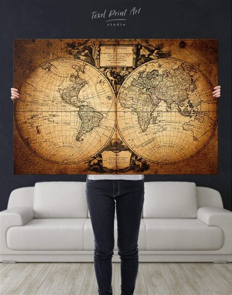 World Map Canvas Vintage World Map Wall Art Multi Panel Detailed World Map Wall Decor Exclusive ...