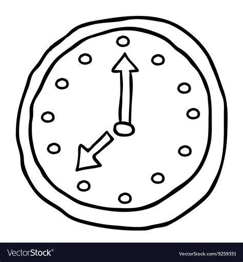 Black and white wall clock cartoon doodle Vector Image