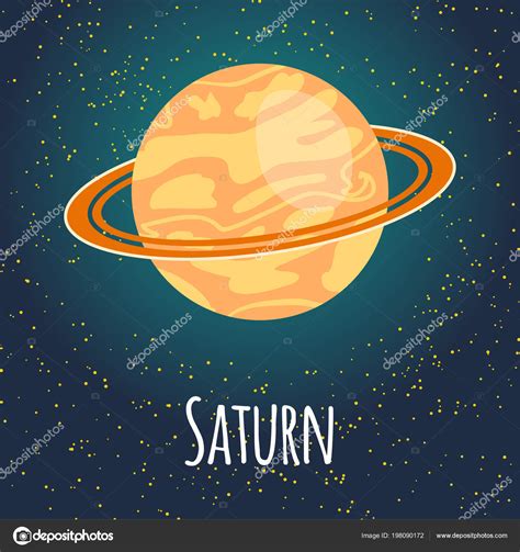 Vector Illustration Planet Saturn Flat Cartoon Style Poster Children ...