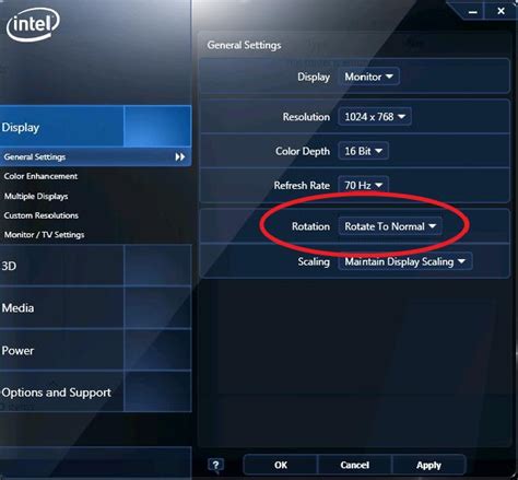 Using Screen Rotation with the Intel® Graphics Control Panel