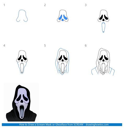 How to Draw a Scream Mask or Ghostface from SCREAM - Step by Step Easy Drawing Guides - Drawing ...