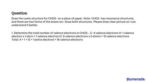 SOLVED: Draw the Lewis structure for CHO2- on a piece of paper. Note: CHO2- has resonance ...