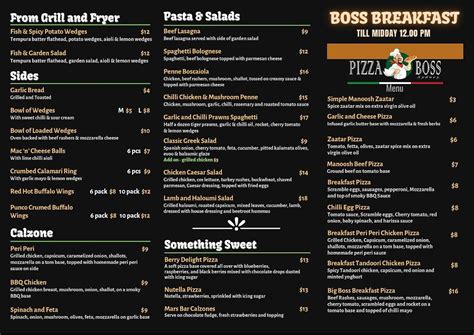 Menu at Pizza Boss Sydney restaurant, Lakemba