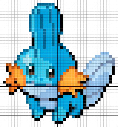 Mudkip Pixel Art Grid / 1000 x 947 png 16 kb.