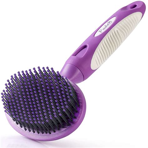 Poodle Pet Round Soft Bristle Hair Brush Pet Grooming Tool for Dogs & Cats, Purple - Walmart.com