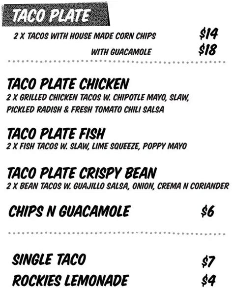 Taco Truck Menu, Menu for Taco Truck, Brunswick West, Melbourne ...