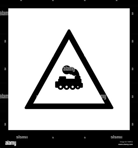 Illustration Level crossing Train Road Sign Icon Stock Photo - Alamy