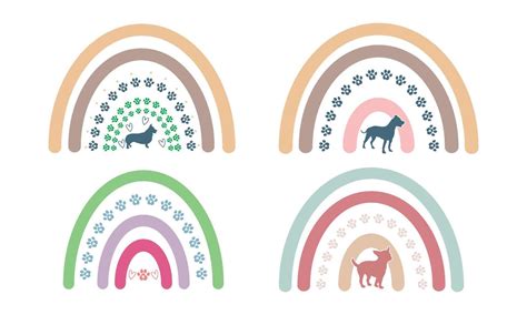 Dog Rainbow,Dog paw Rainbow Bundles Design 14713595 Vector Art at Vecteezy