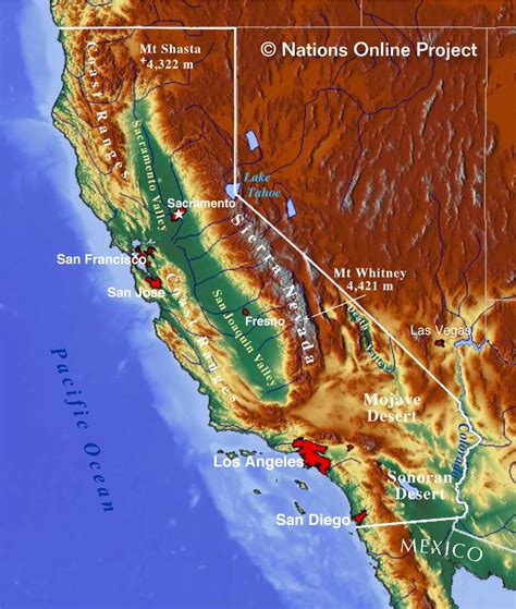 Map of California State, USA - Nations Online Project