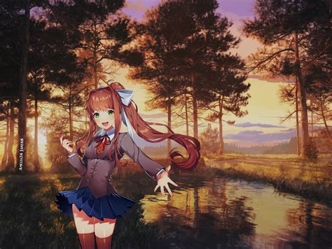 DDLC Monika (Outdoor) - Doki Doki Literature Club (DDLC) Wallpaper (42106923) - Fanpop - Page 3