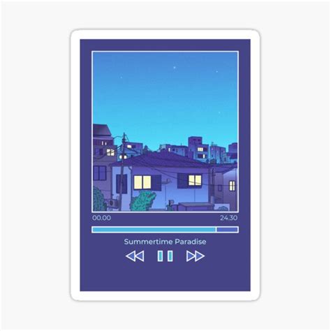 "Anime Style Blue Aesthetic Music Player " Sticker by quinellie | Redbubble