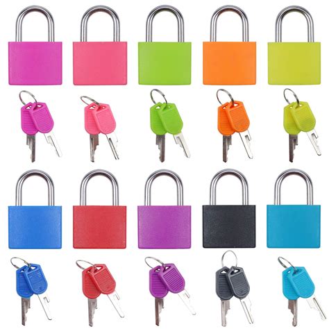 Buy 10 Pieces Multicolor Small Padlock with Keys, Metal Suitcase Locks Luggage Padlocks for ...