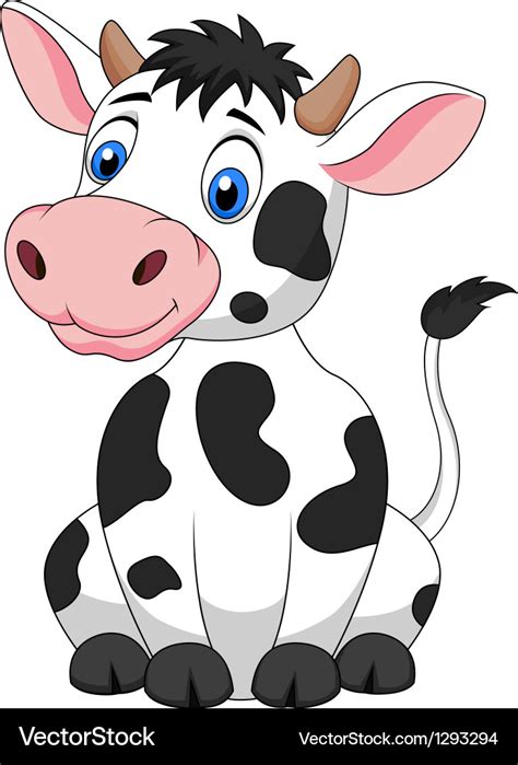 Cute cow cartoon sitting Royalty Free Vector Image