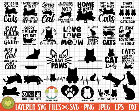 Cat Svg Bundle Cricut Cut Files Cat Png Bundle Cat Jpeg Bundle - Etsy