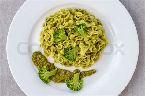 Farfalline pasta with pesto and brocoli | Stock image | Colourbox