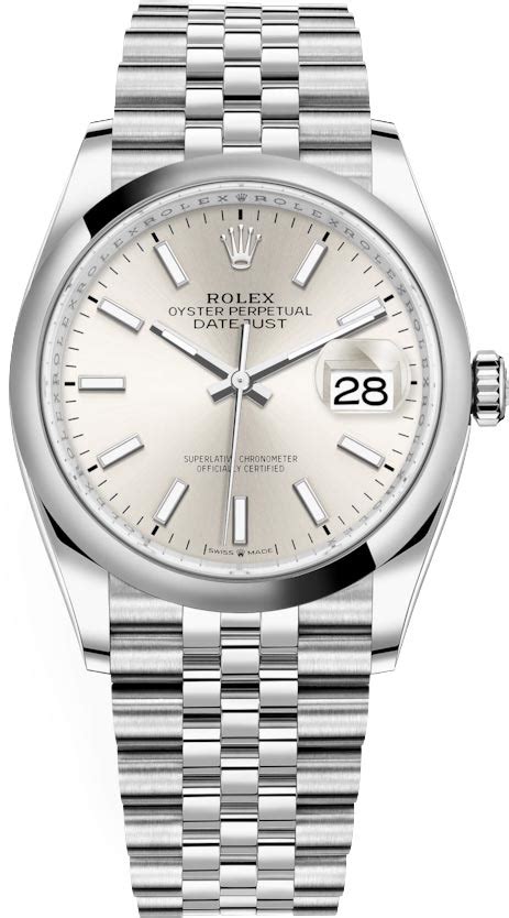 126200 Silver Index Jubilee Rolex Datejust 36mm Stainless Steel Midsize ...