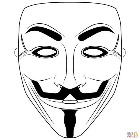 Anonymous Mask coloring page | Free Printable Coloring Pages