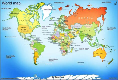 Blank Printable World Map With Countries & Capitals