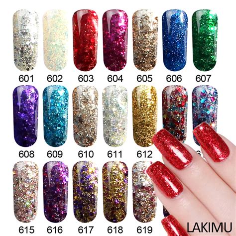 Lakimu Professional UV Gel Varnish Diamond Glitter Gel Nail Polish Soak ...