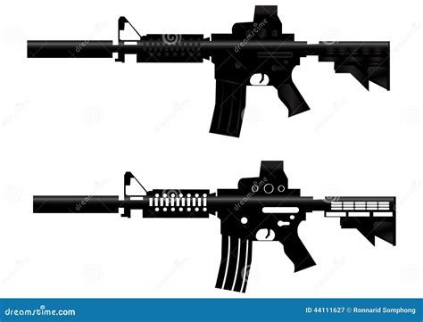 Assault rifle Gun vector stock vector. Illustration of automatic - 44111627