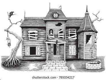 Haunted House Cartoon Drawing