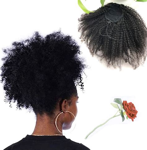 4b 4c Afro Kinky Curly Human Hair Ponytail For Black Women Natural ...