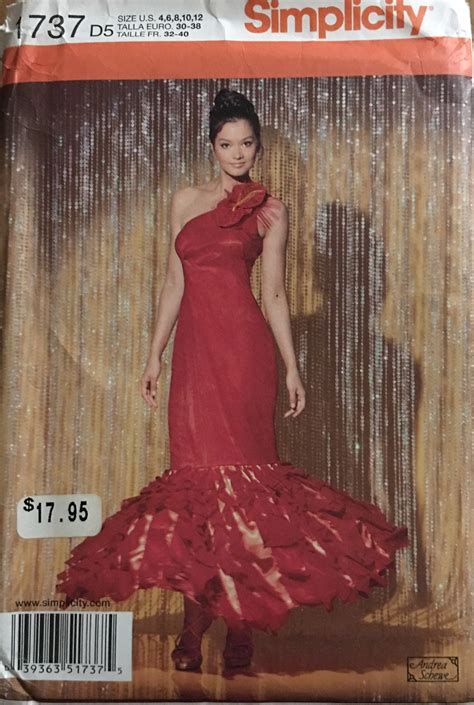 Flamenco dress pattern one shoulder with floral trim in | Etsy