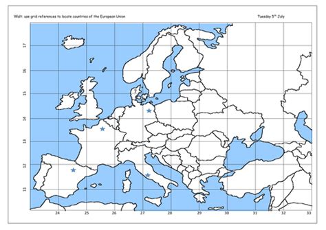 Grid reference using Europe European Union. | Teaching Resources