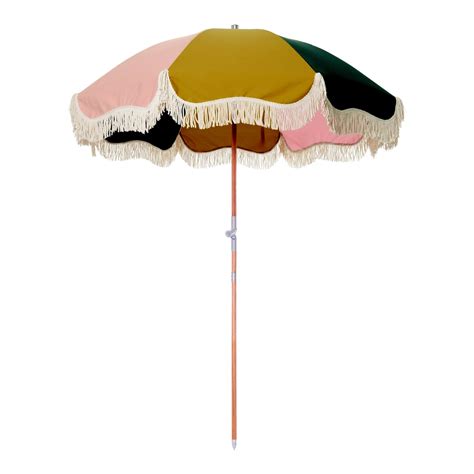 Premium Beach Umbrella - Panel Cinque with Fringe | Chairish