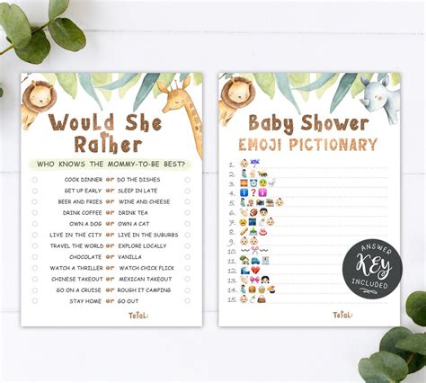 Safari Baby Shower Games Printable Baby Shower Game Bundle | Etsy