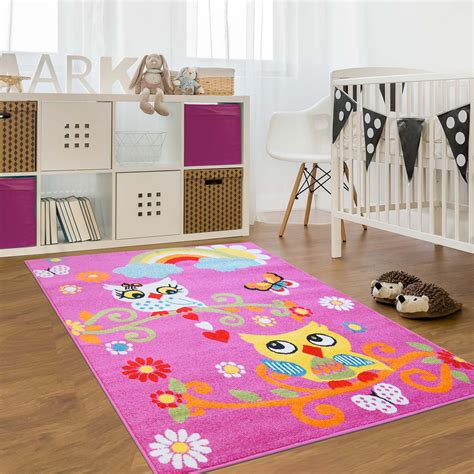 Ladole Rugs Adorable Cute Durable Soft Kids Nursery Area Rug Carpet with Owl Pink, 7x10 ...