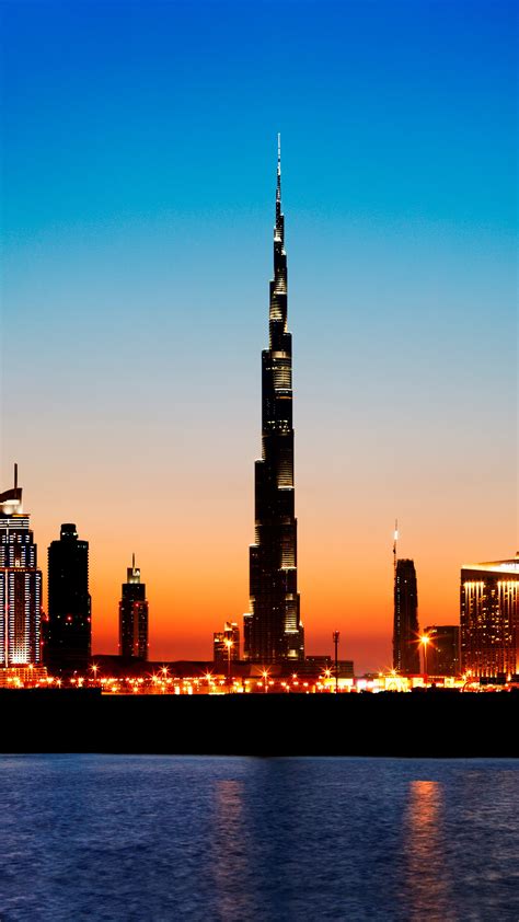 Dubai skyline with Burj Khalifa at sunset - backiee