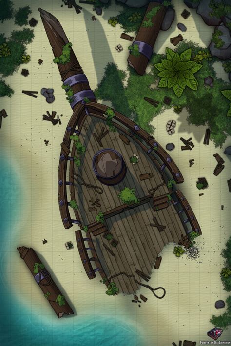 Shipwreck - D&D Map for Roll20 And Tabletop - Dice Grimorium