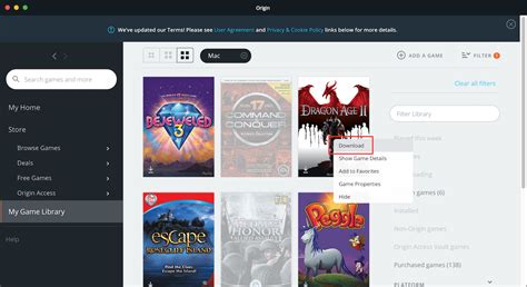 Download and play your games in Origin for Mac